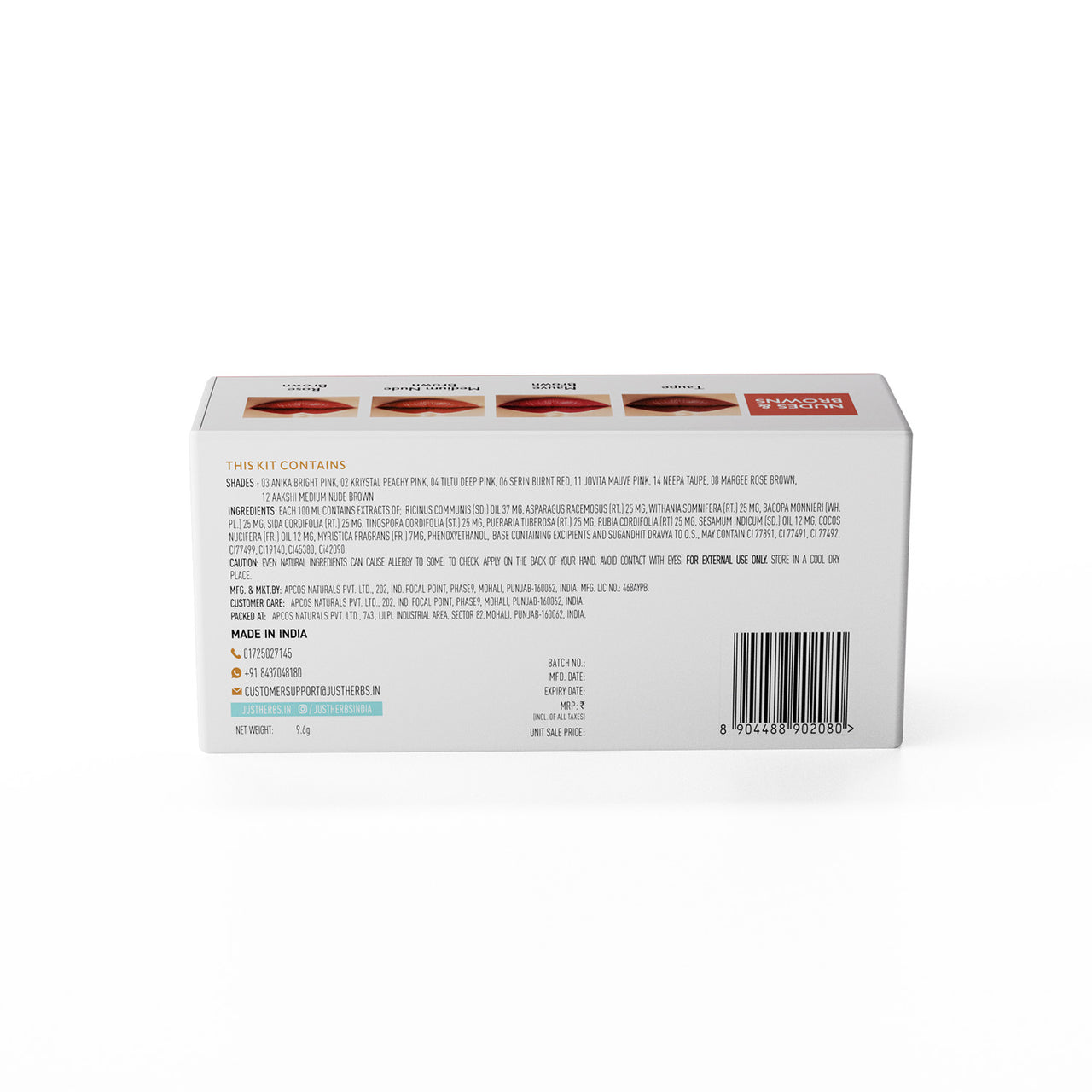 Herb Enriched Ayurvedic Lipstick Micro-Mini Kit - 8 shades
