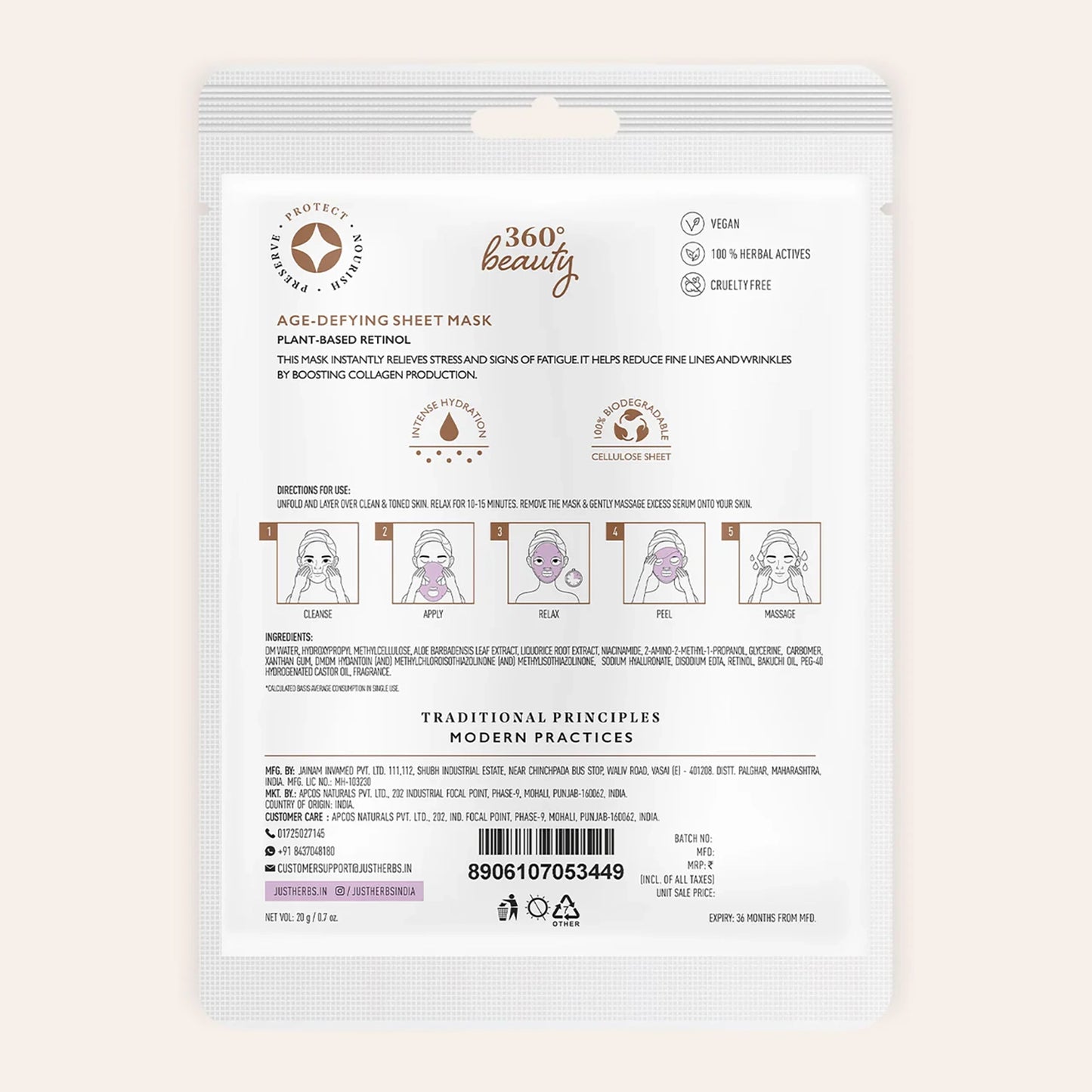 Just Herbs Plantbased Retinol+Liquorice Sheet Mask