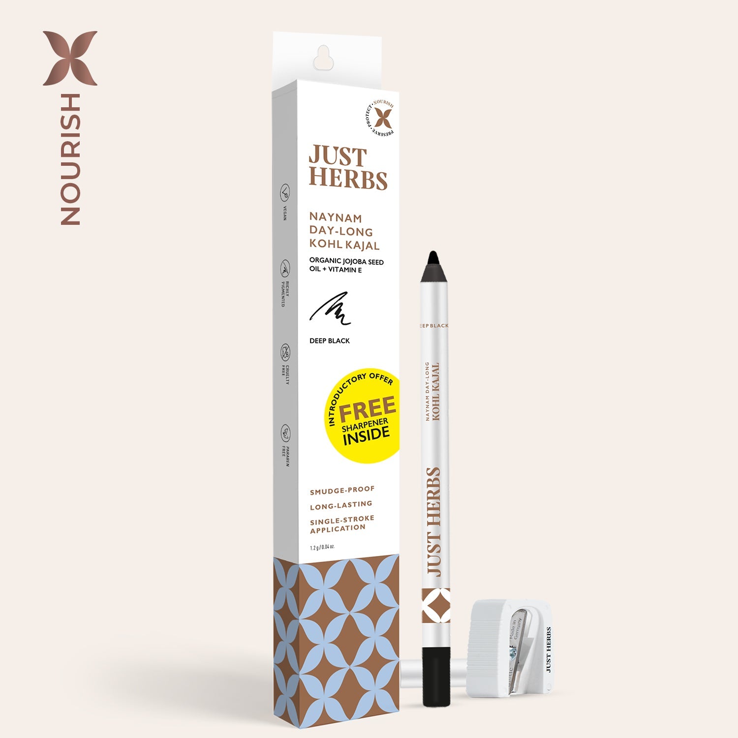 Naynam Day Long Sharpenable Kajal (Available in 6 Shades) - Just Herbs, Deep black
Naynam Day Long Sharpenable Kajal (Available in 6 Shades) - Just Herbs, Deep black