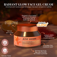 Thumbnail for Just Herbs Radiant Glow Face Gel Cream with Mandarin & Saffron - 50ml