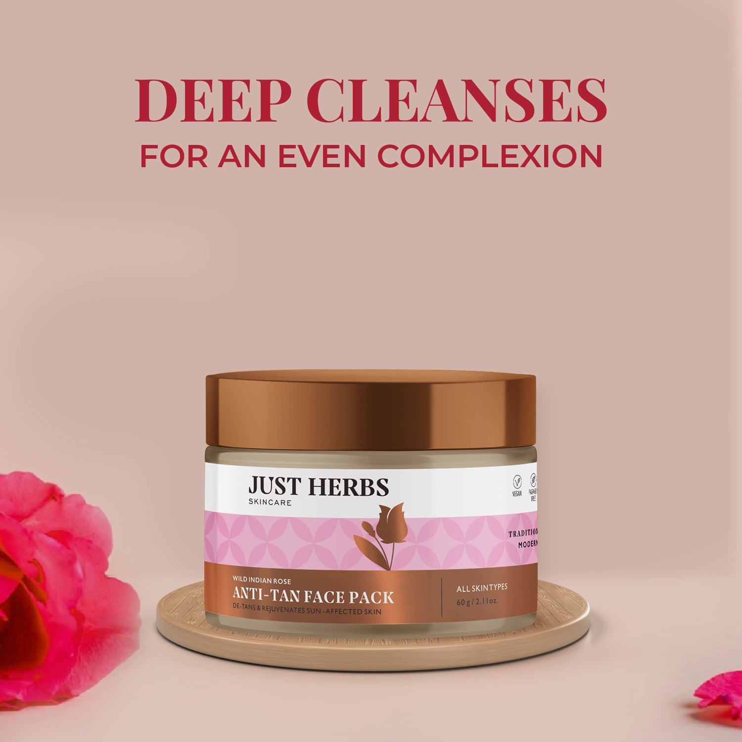 Anti-Tan Face Pack - Wild Indian Rose - Just Herbs
Anti-Tan Face Pack - Wild Indian Rose - Just Herbs