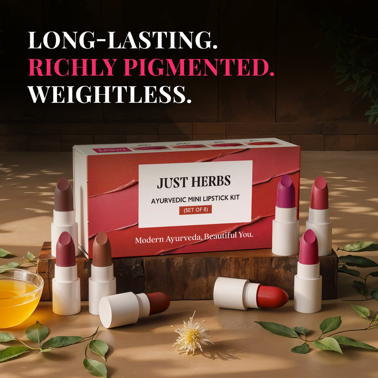 Herb Enriched Ayurvedic Lipstick Micro-Mini Kit - 8 shades