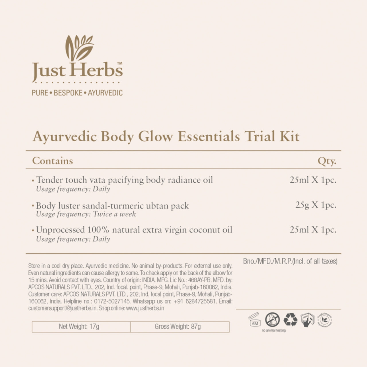 Ayurvedic Body-Glow Essentials Trial Kit