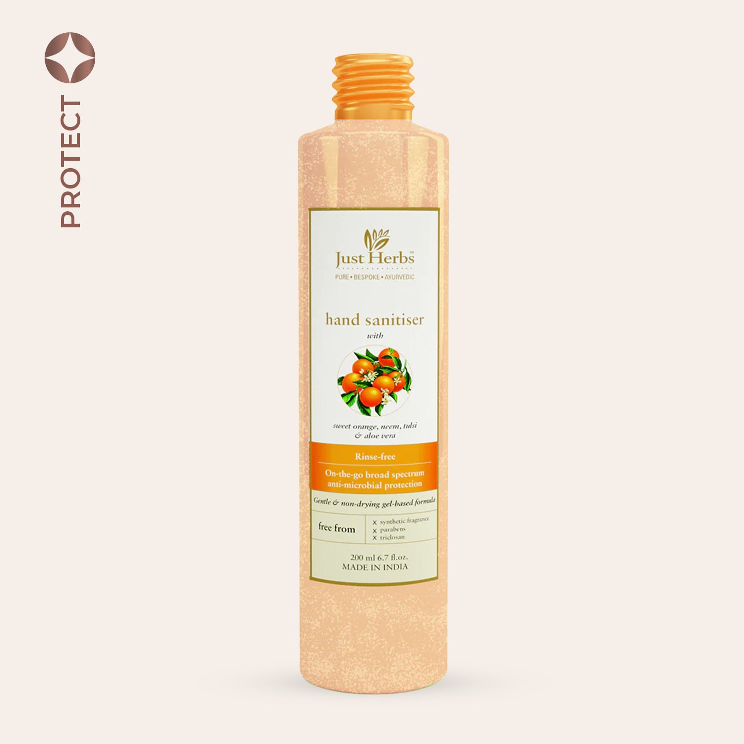 Just Herbs Hand Sanitiser - Sweet Orange, Neem, Tulsi & Aloe Vera
Just Herbs Hand Sanitiser - Sweet Orange, Neem, Tulsi & Aloe Vera