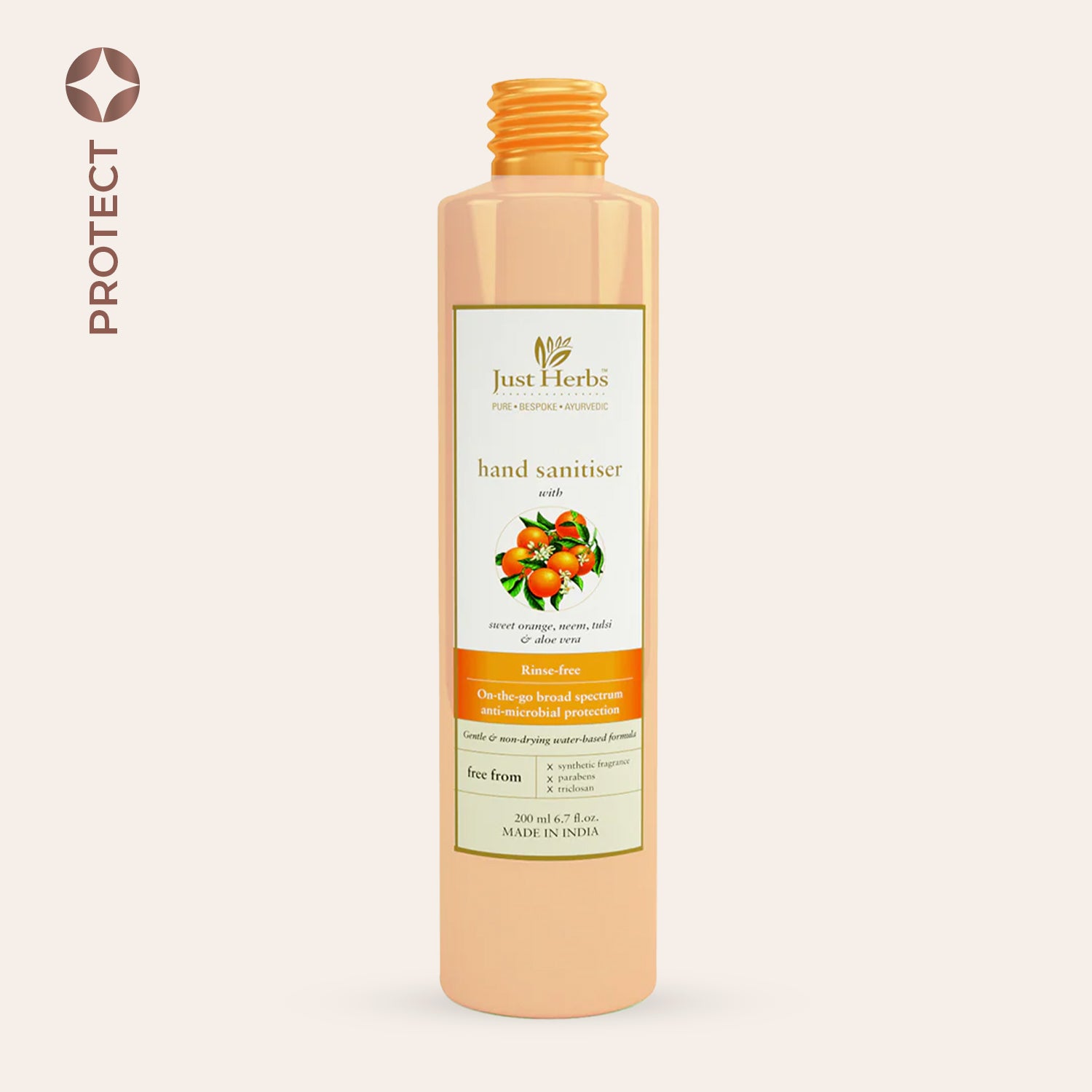 Just Herbs Hand Sanitiser - Sweet Orange, Neem, Tulsi & Aloe Vera 
Just Herbs Hand Sanitiser - Sweet Orange, Neem, Tulsi & Aloe Vera