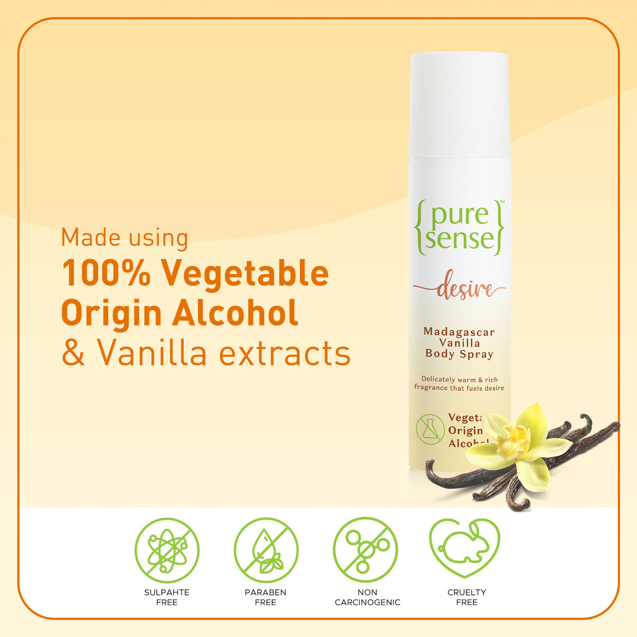 Pure Sense 'Love'British Rose Body Spray & Pure Sense 'Desire' Madagascar Vanilla Body Spray 300ml