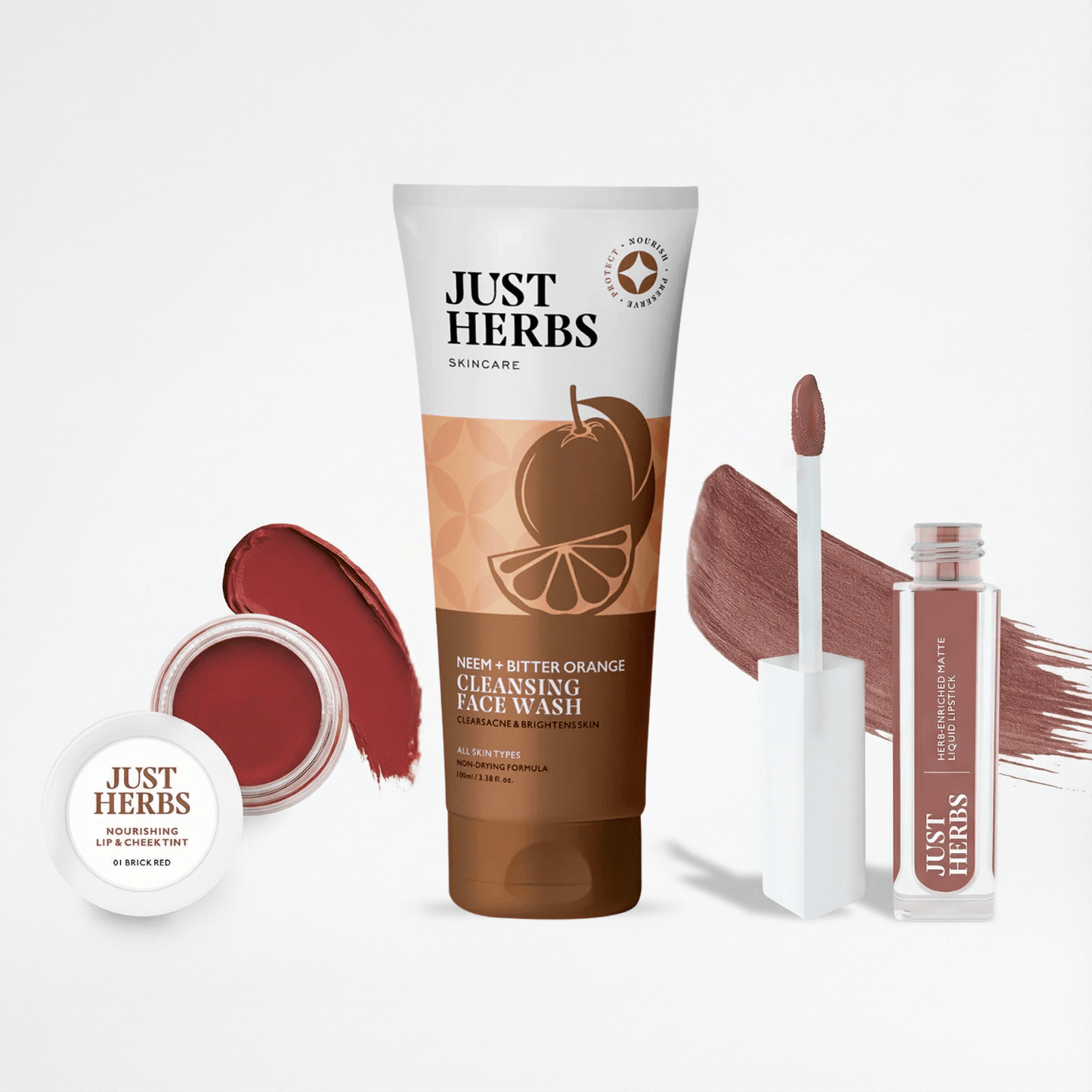 Cleansing Face Wash Silksplash + Nourishing Lip and Cheek Tint + Herb-enriched Matte Liquid Lipstick