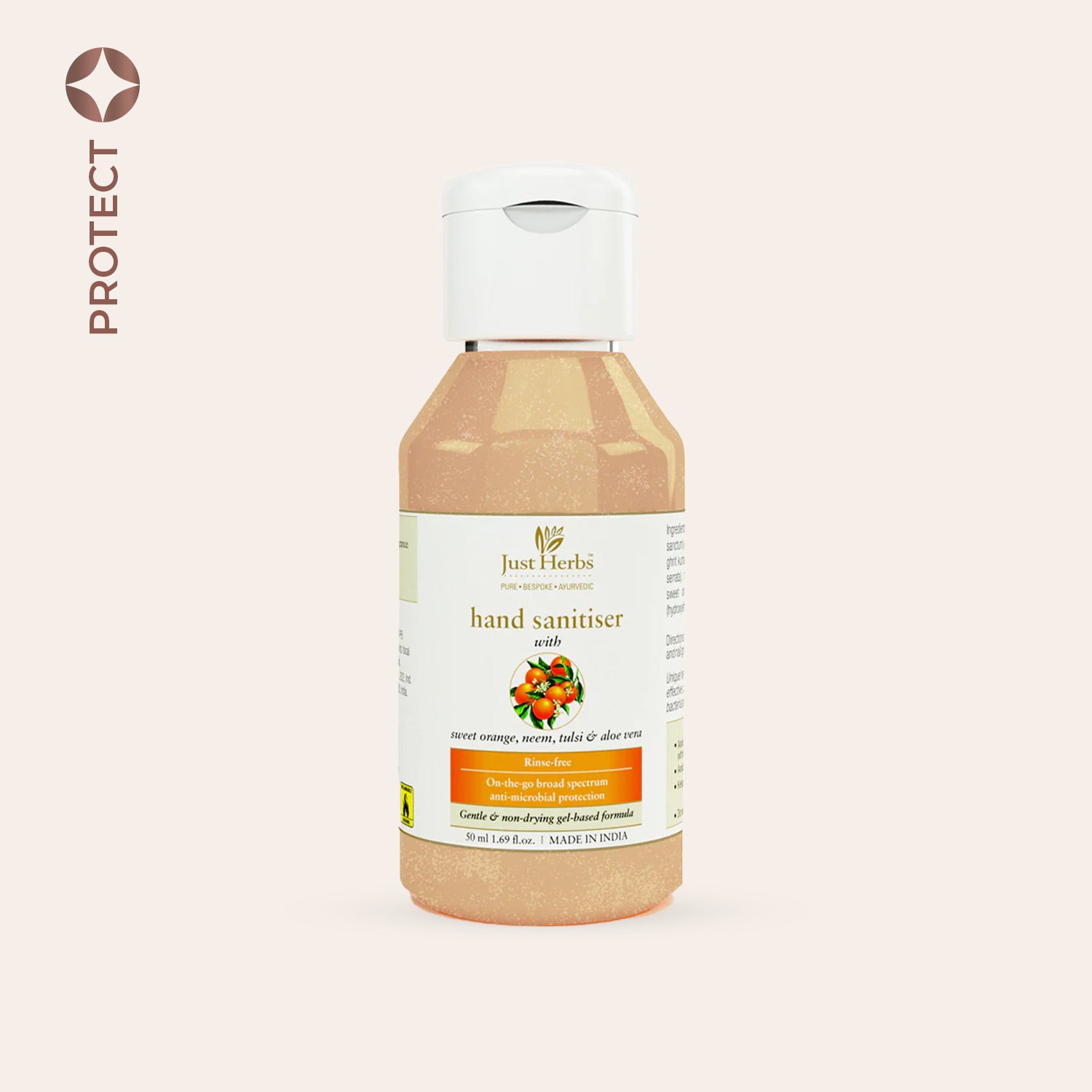 Just Herbs Hand Sanitiser - Sweet Orange, Neem, Tulsi & Aloe Vera
Just Herbs Hand Sanitiser - Sweet Orange, Neem, Tulsi & Aloe Vera