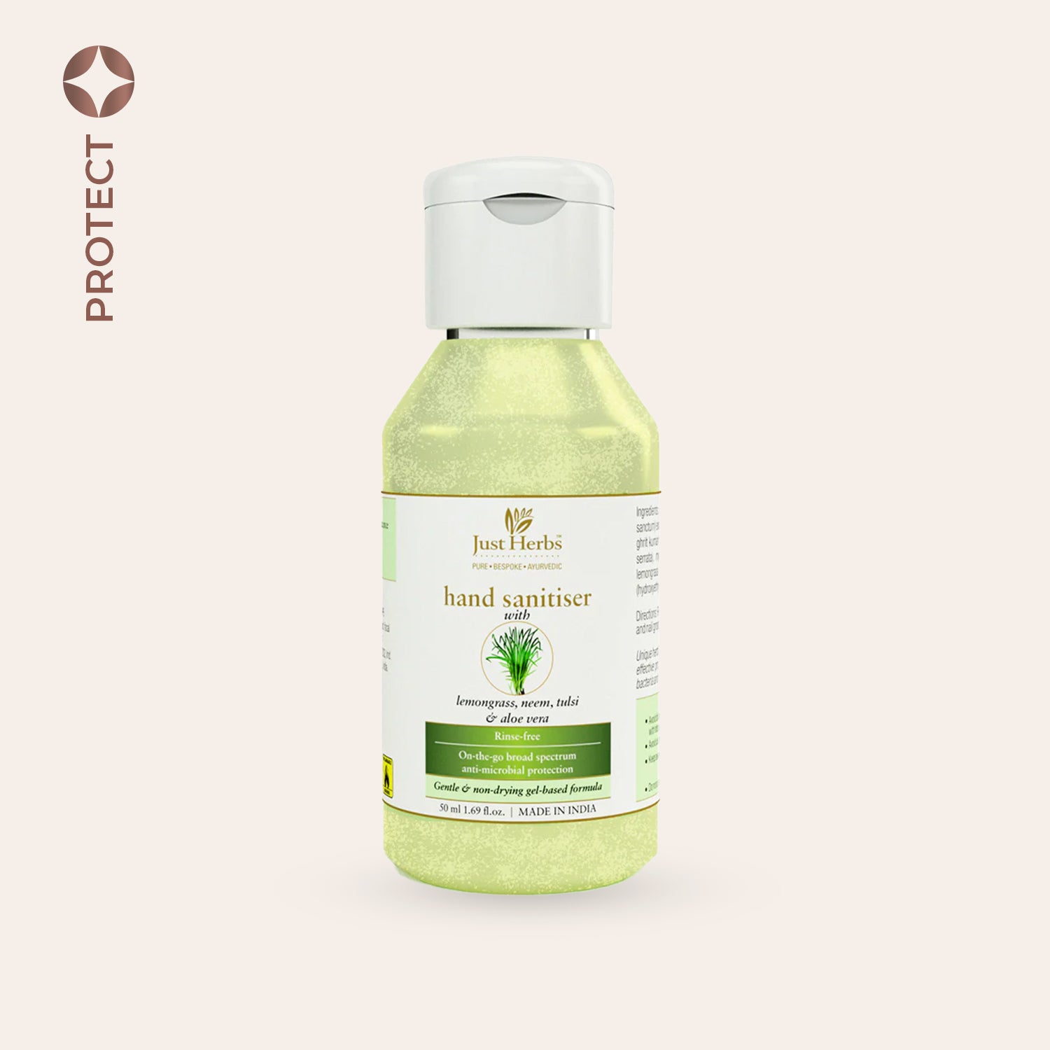 Just Herbs Hand Sanitiser - Lemongrass, Neem, Tulsi & Aloe Vera
Just Herbs Hand Sanitiser - Lemongrass, Neem, Tulsi & Aloe Vera