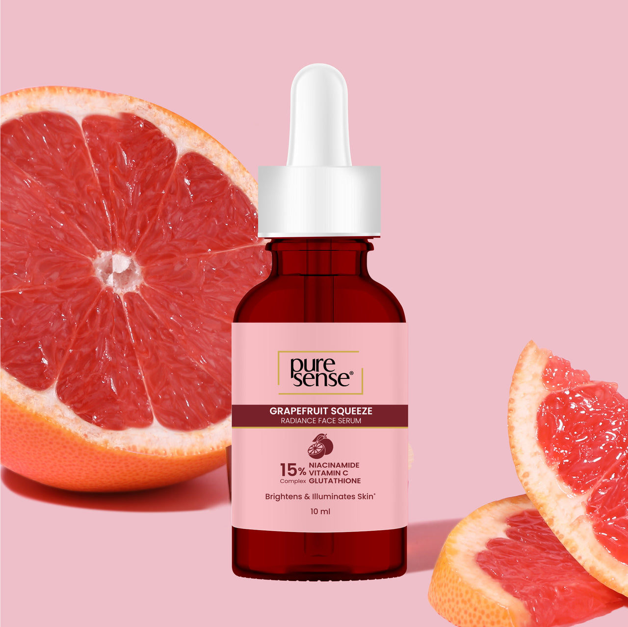 Grapefruit Squeeze Radiance Face Serum with 15% Niacinamide, Vitamin C & Glutathione Complex | For dull skin | 10ml
