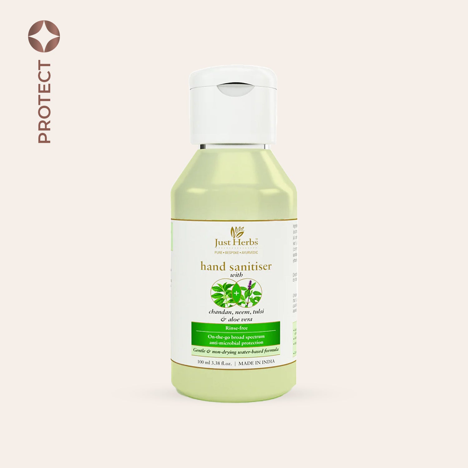 Just Herbs Hand Sanitiser - Chandan, Neem, Tulsi & Aloe Vera
Just Herbs Hand Sanitiser - Chandan, Neem, Tulsi & Aloe Vera