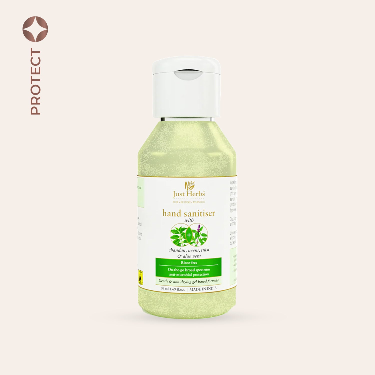 Just Herbs Hand Sanitiser - Chandan, Neem, Tulsi & Aloe Vera
Just Herbs Hand Sanitiser - Chandan, Neem, Tulsi & Aloe Vera