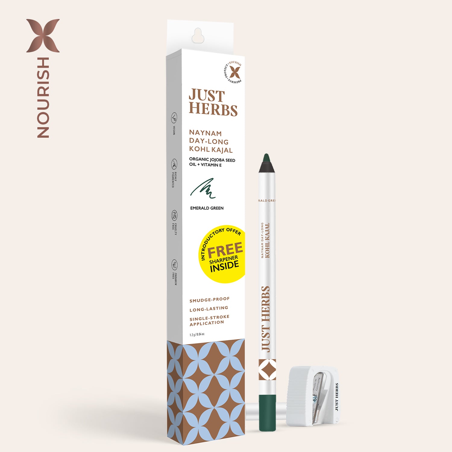 Naynam Day Long Sharpenable Kajal (Available in 6 Shades), Emerald green
Naynam Day Long Sharpenable Kajal (Available in 6 Shades), Emerald green