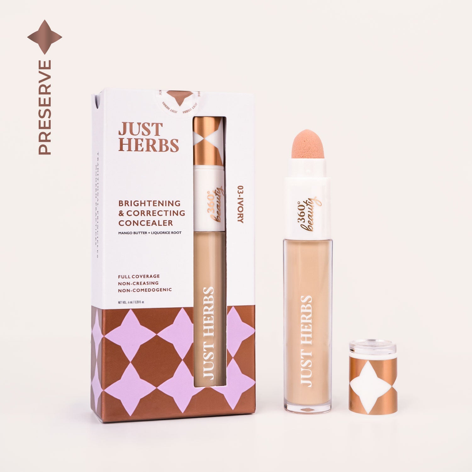 

Concealer Brightening & Correcting - Mango Butter and Liquorice Root - Just Herbs, 03-ivory