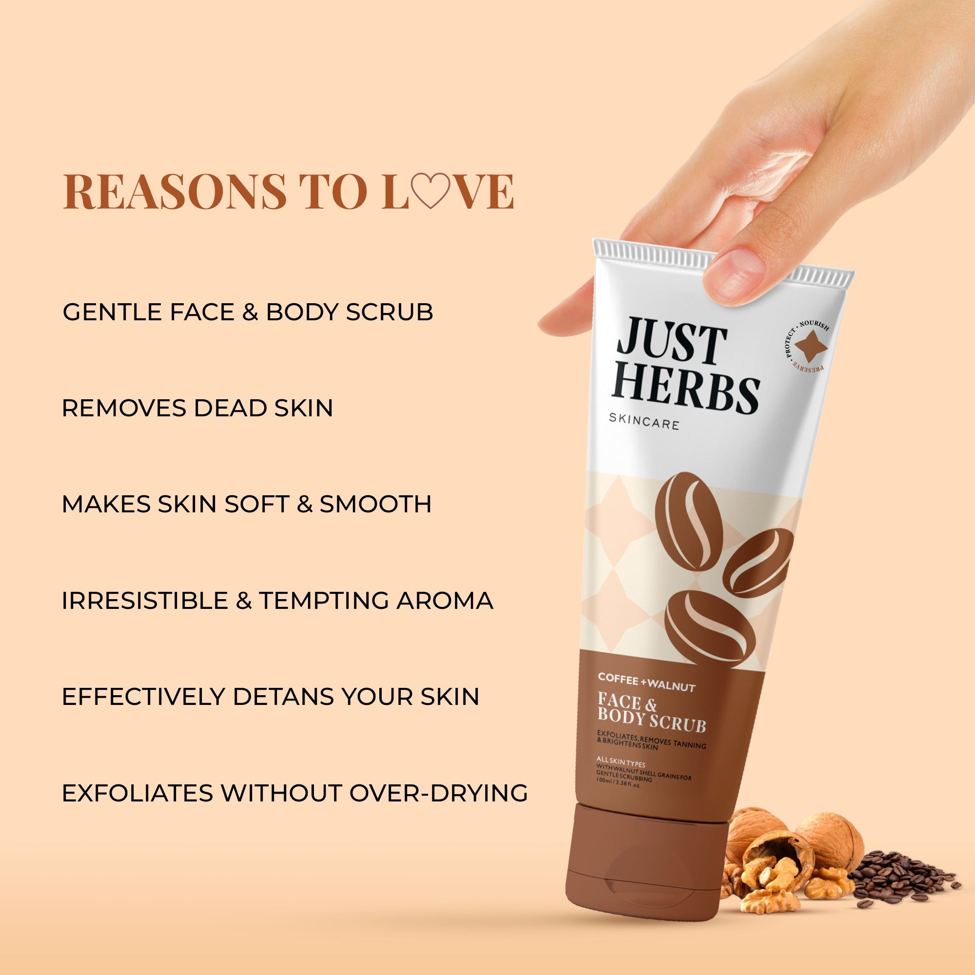

Face and Body Scrub with Coffee and Walnut - Just Herbs