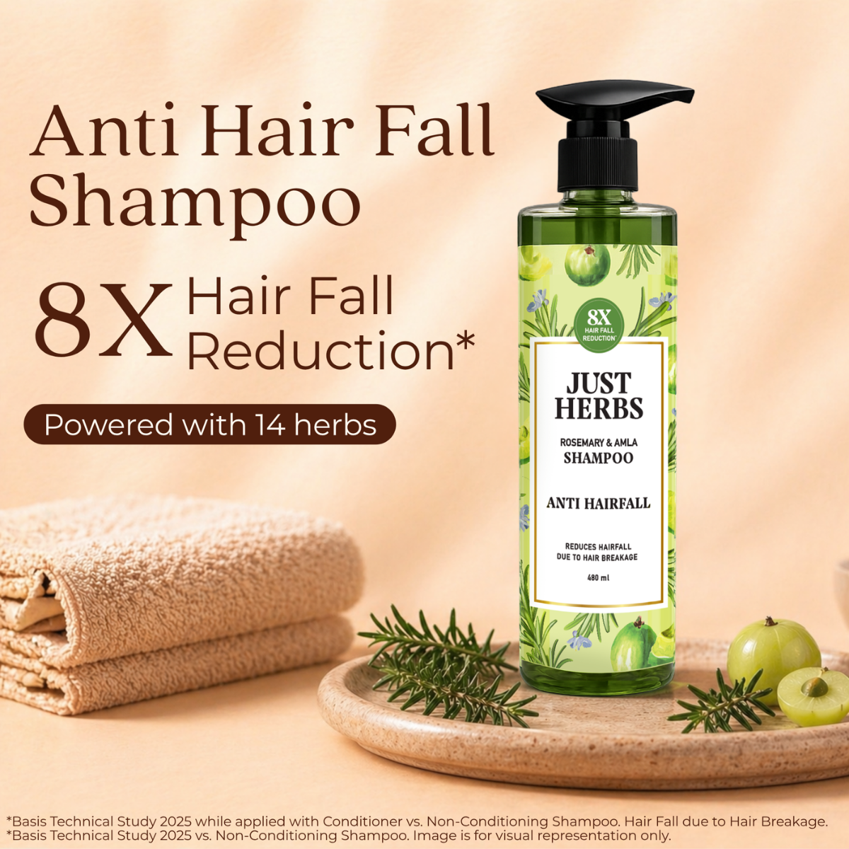 Anti Hairfall Shampoo 480ml | Rosemary, Amla & 12 Herbs