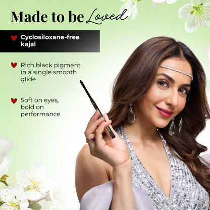 Naynam Day-long Kohl Kajal – Deep Black | Cyclosiloxane-Free