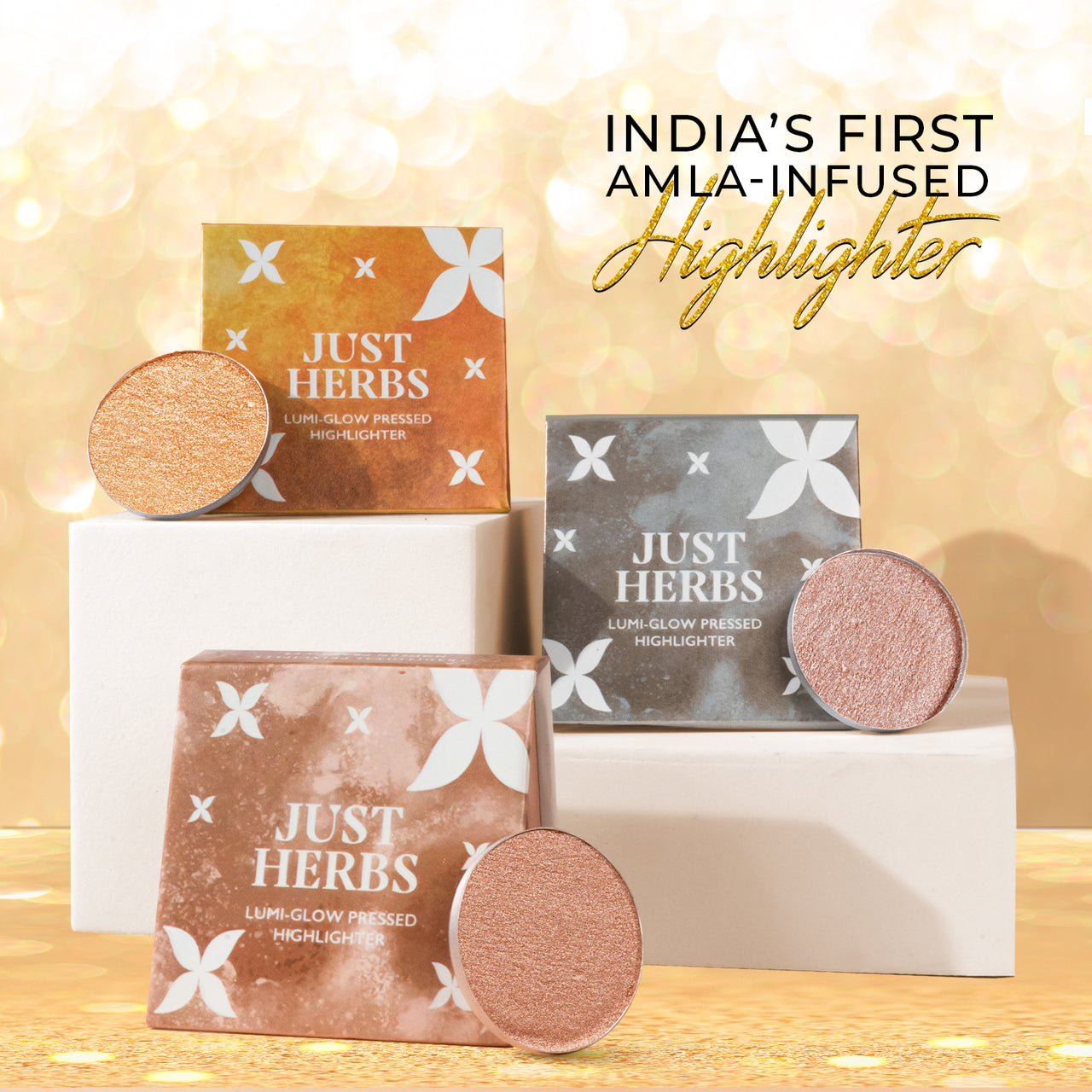 Lumi-glow Pressed Highlighter with Shea Butter and Amla - The Sun