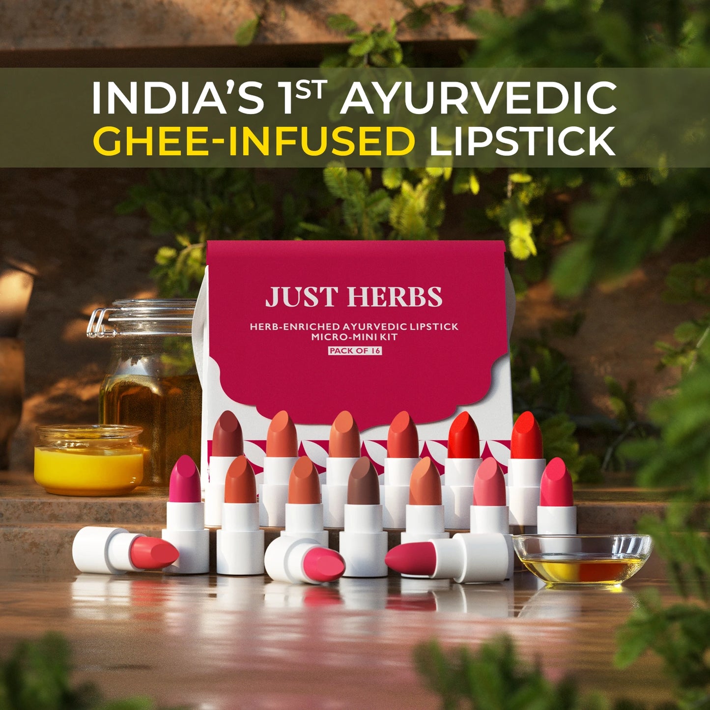 Herb Enriched Ayurvedic Lipstick Micro-Mini Kit:16 shades
