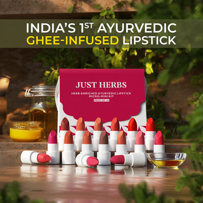 Herb Enriched Ayurvedic Lipstick Micro-Mini Kit:16 shades