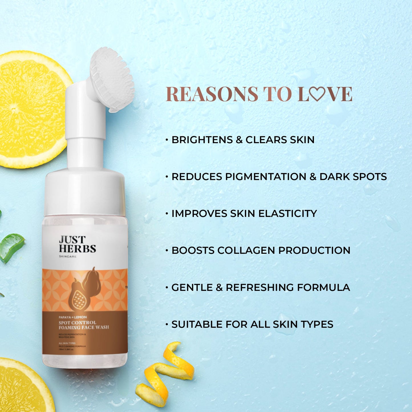 Foaming Face Wash with Papaya & Lemon for Spot Reduction:100ml