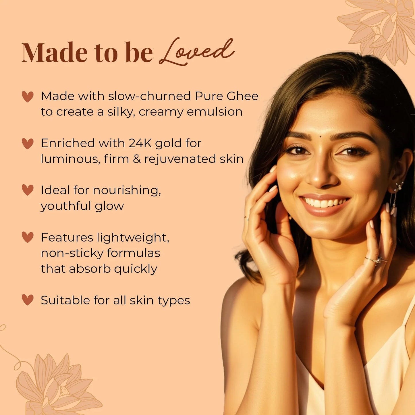 Just Herbs Golden Nourish Gift Set | Gifts for Her | 24K Gold & Pure Ghee Ritual - Set of 3