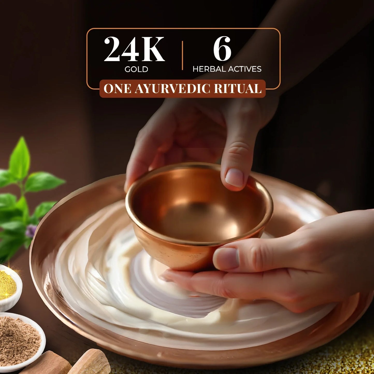 Just Herbs Golden Nourish Gift Set | Gifts for Her | 24K Gold & Pure Ghee Ritual - Set of 3