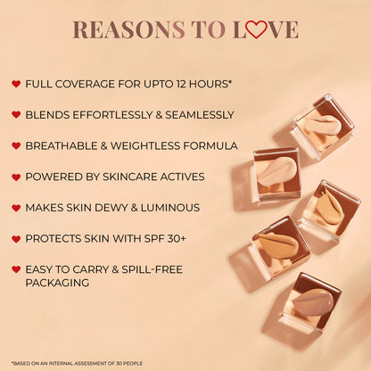 Serum Foundation Dewy Finish SPF30+ Tube with Rosehip and Rice Starch