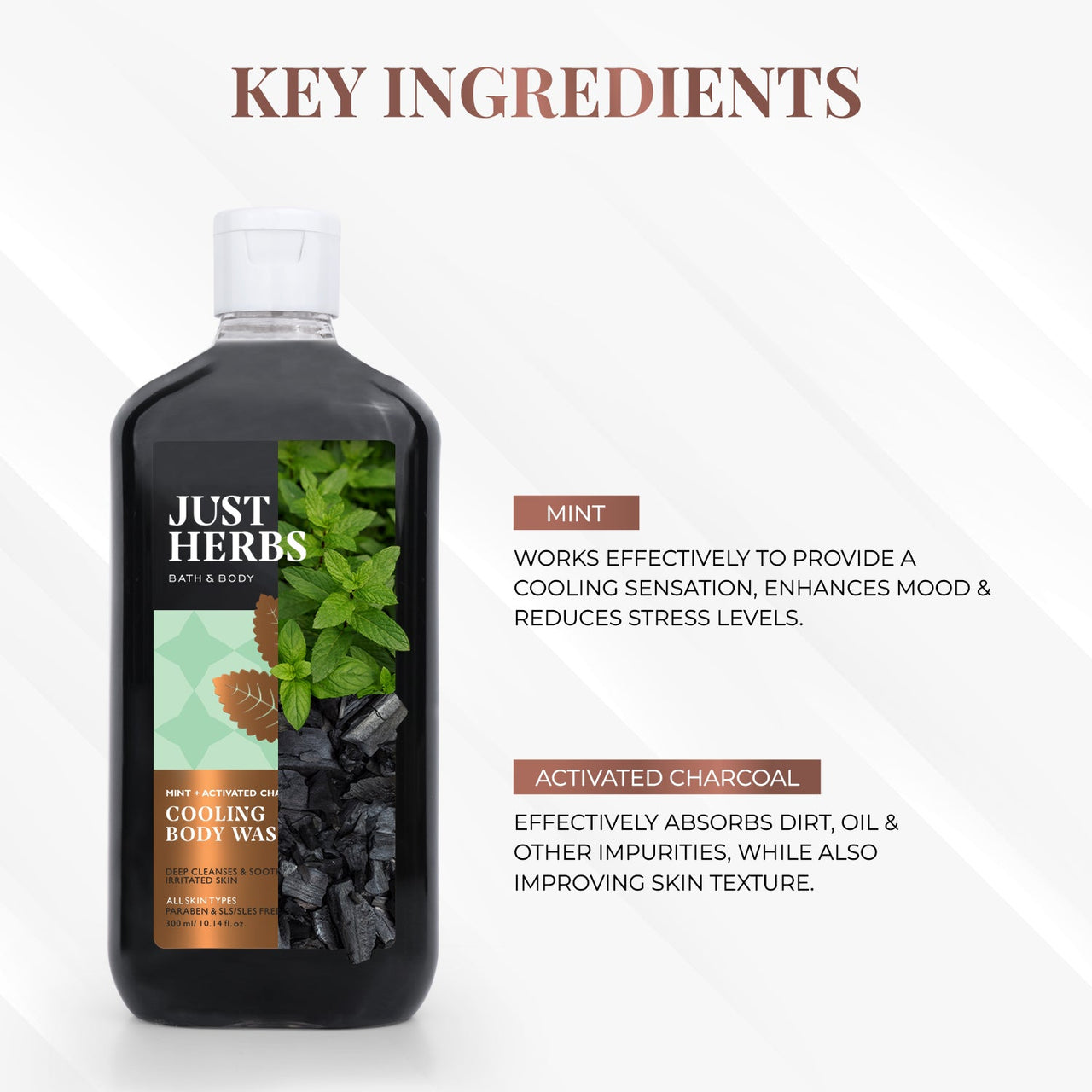Mint Cooling Body Wash with Activated Charcoal - 300ml