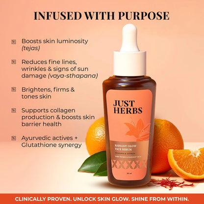 Just Herbs Radiant Glow Face Serum with Mandarin & Saffron - 30ml