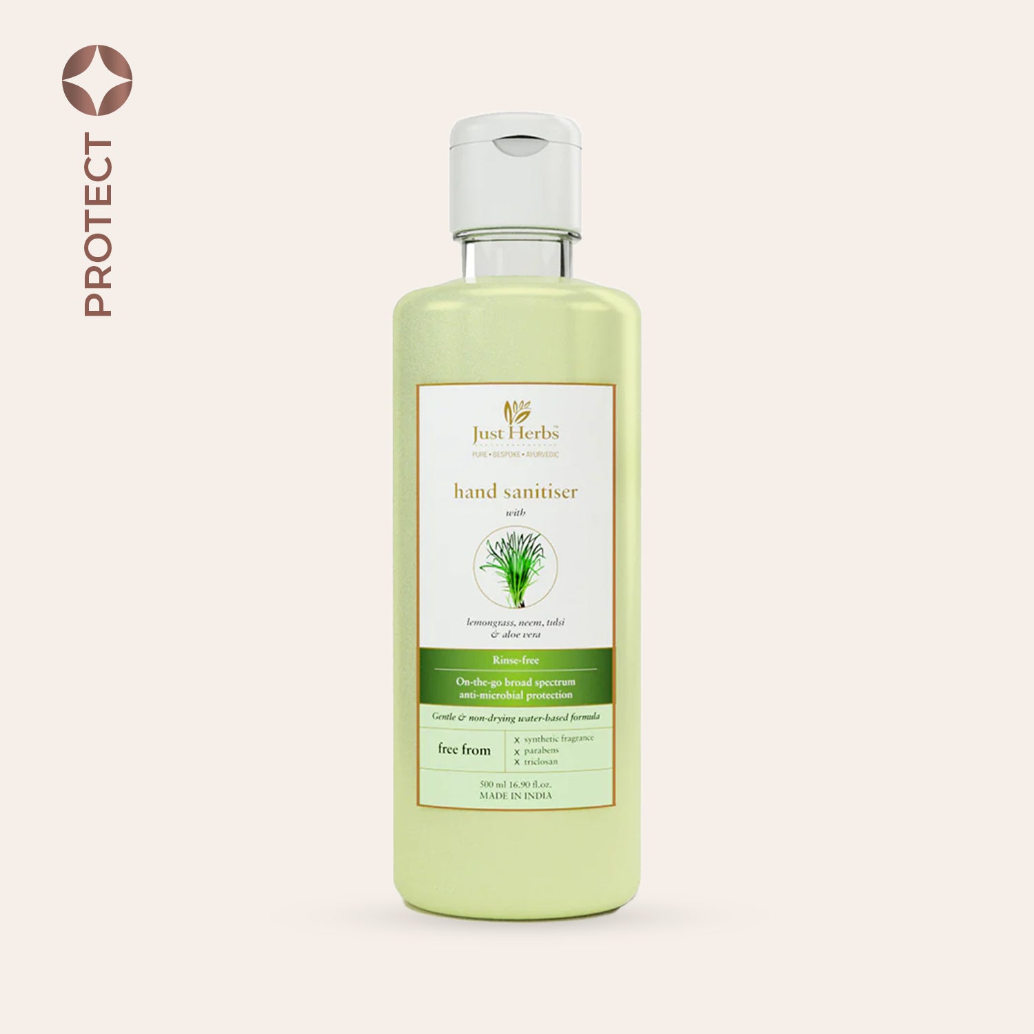 

Just Herbs Hand Sanitiser - Lemongrass, Neem, Tulsi & Aloe Vera