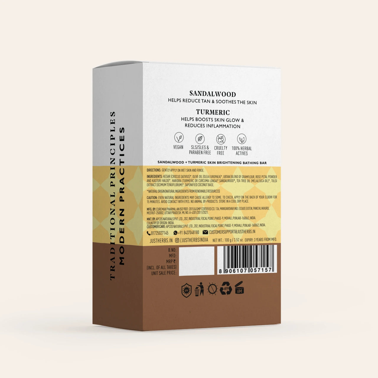 Skin Brightening Bathing Bar with Sandalwood & Turmeric