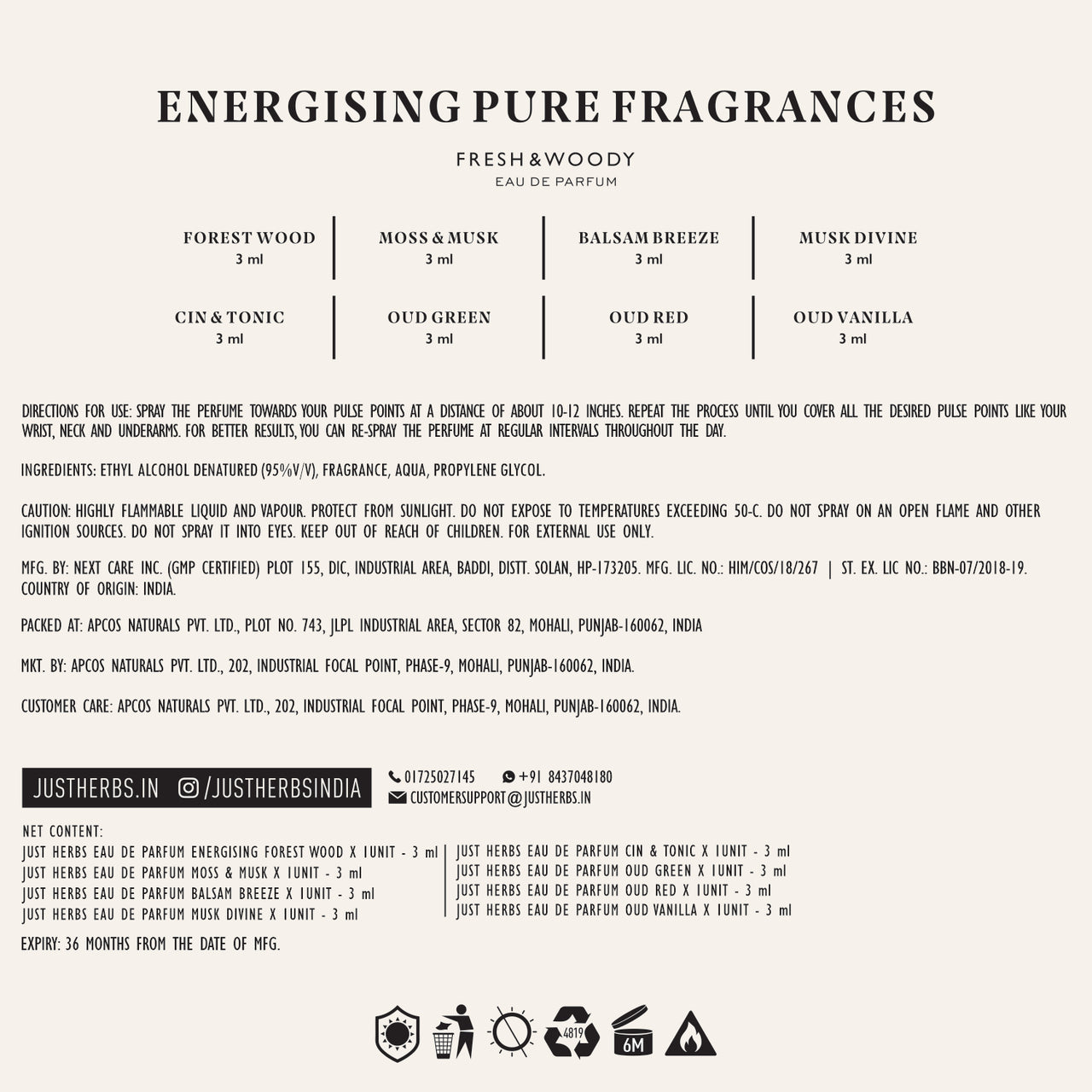 Energising Pure Fragrances Fresh & Woody