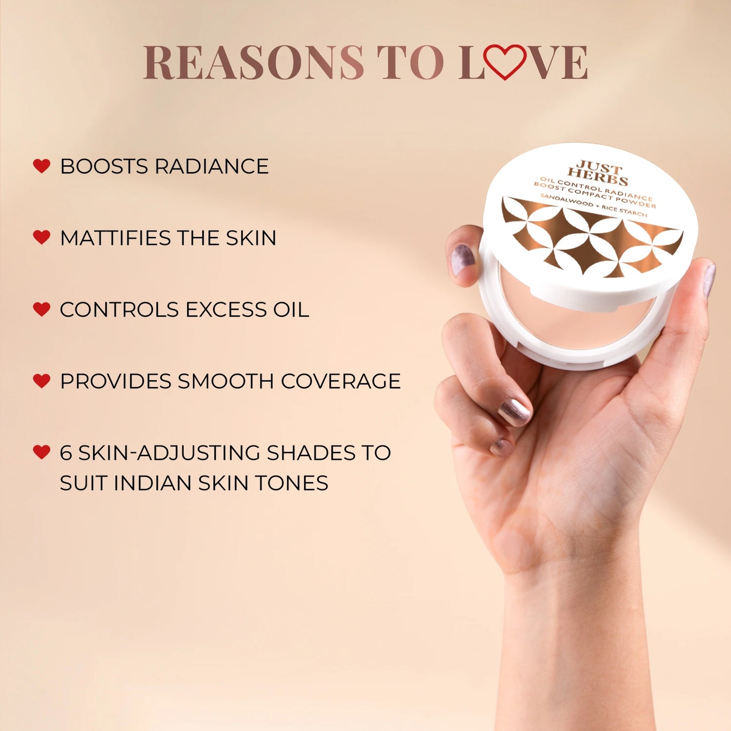 Just Herbs Oil Control Radiance Boost Compact Powder 04 Beige