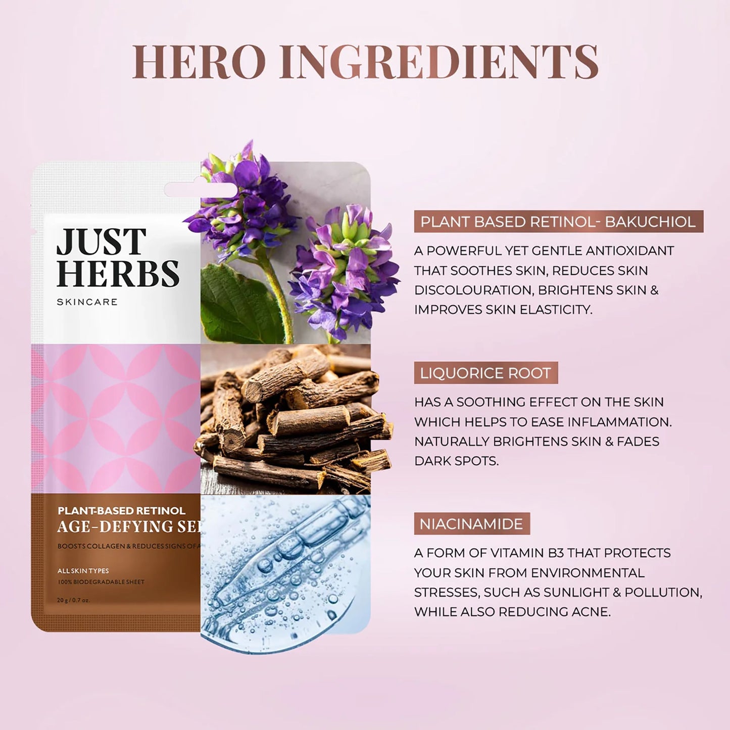 Just Herbs Plantbased Retinol+Liquorice Sheet Mask