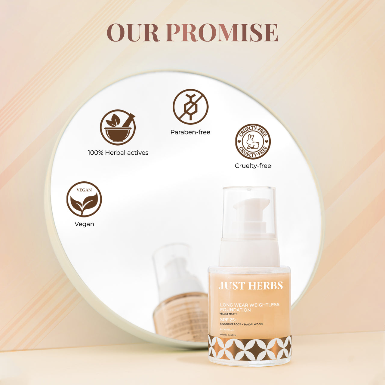Almond: Long Wear Weightless Foundation with Liquorice Root & Sandalwood : 40 ml
