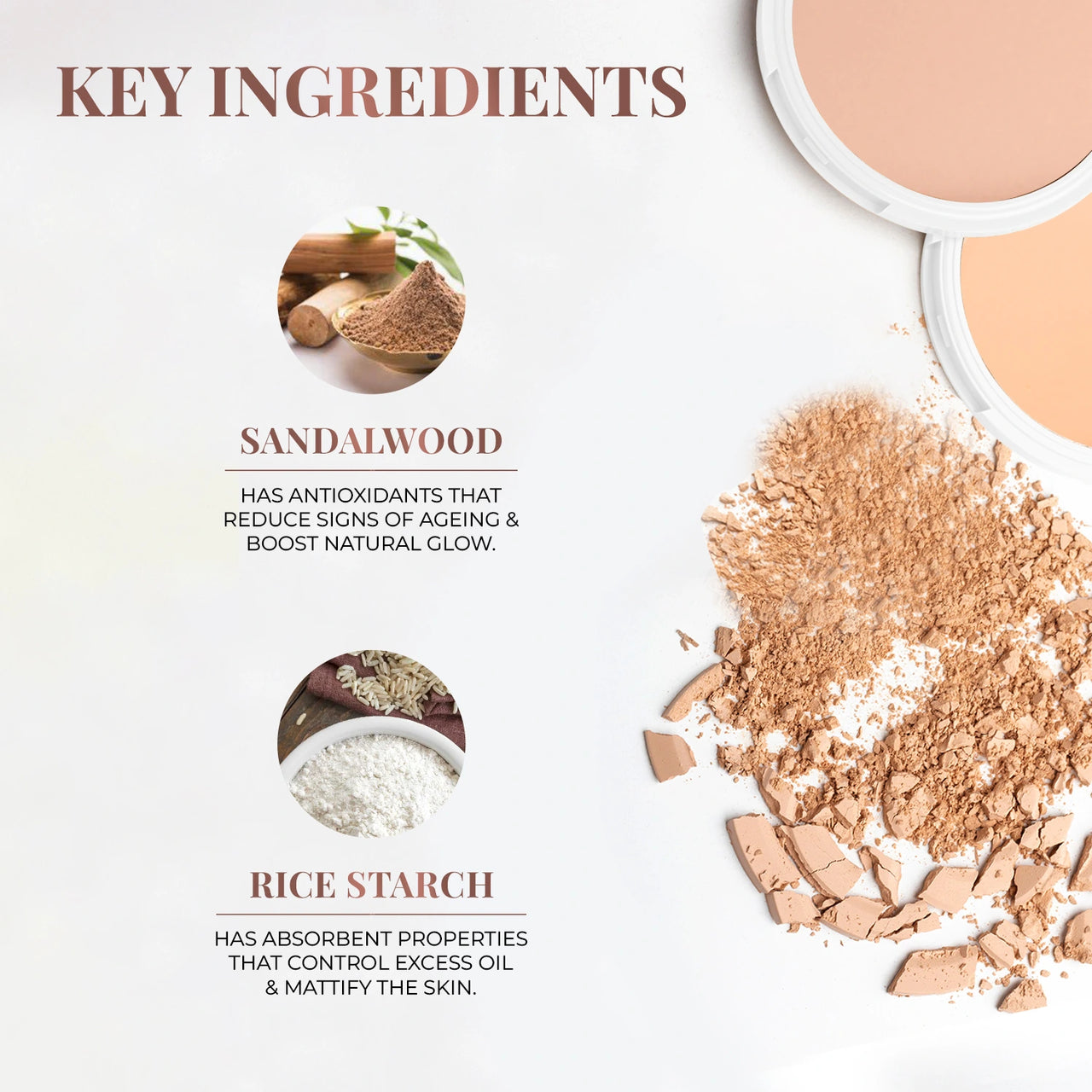 Copper - Oil Control Radiance Boost Compact Powder with Sandalwood & Rice Starch
