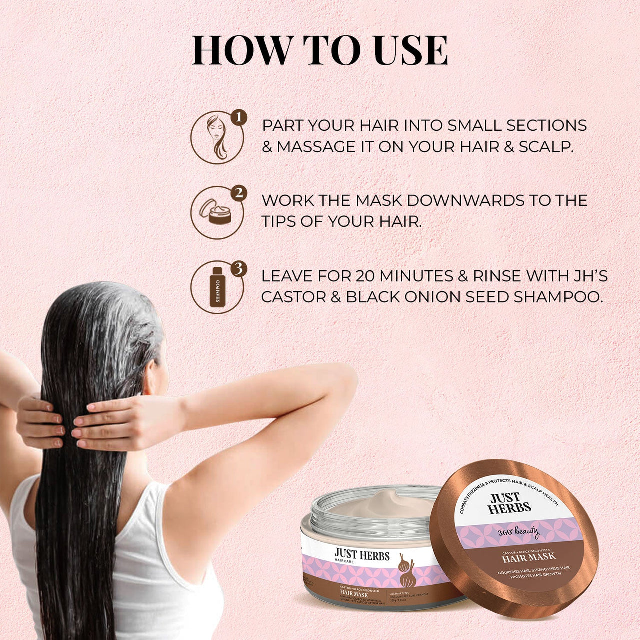 Castor & Black Onion Seed Hair Mask - Just Herbs