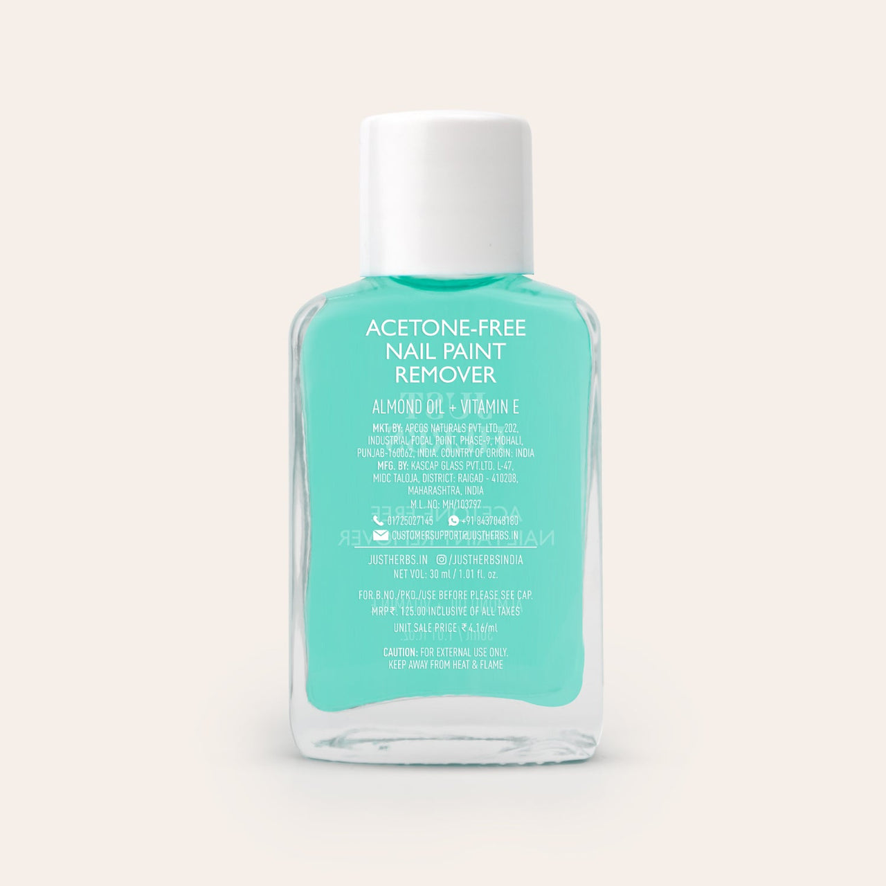 Just Herbs Nail Paint Remover with Almond Oil and Vitamin E - 30 ml