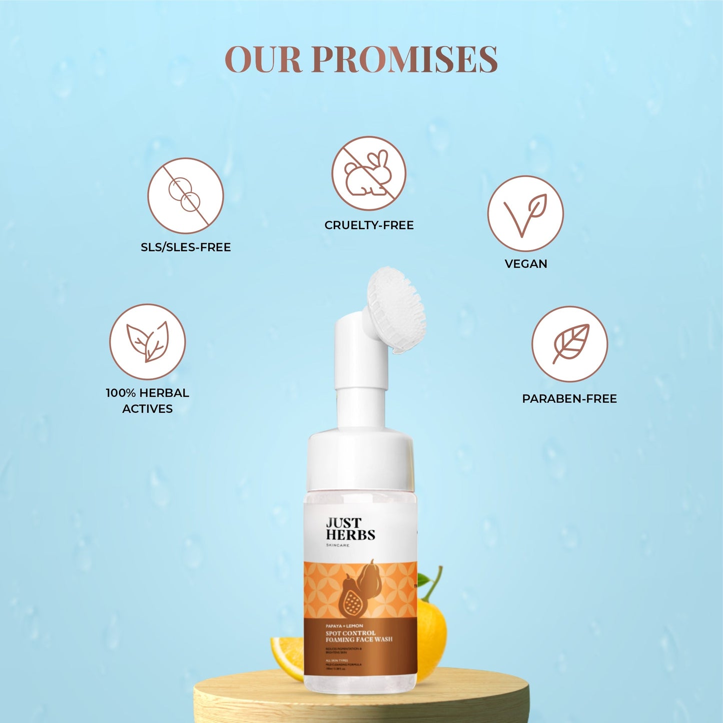 Foaming Face Wash with Papaya & Lemon for Spot Reduction:100ml