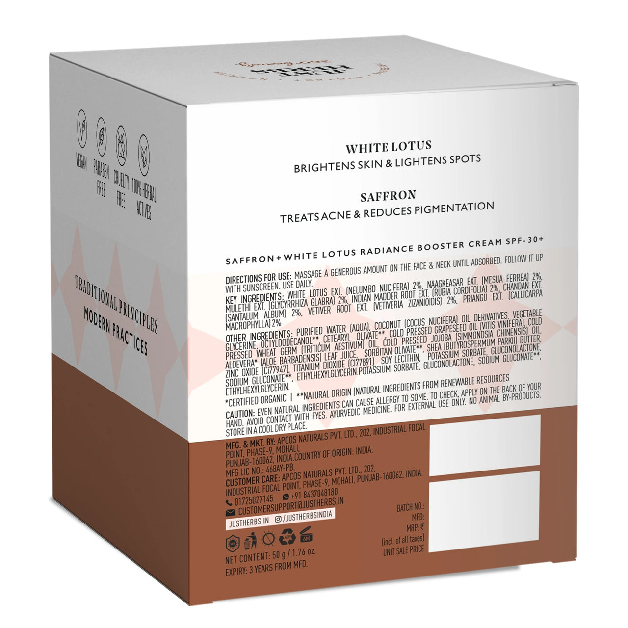 Radiance Booster Cream SPF 30+ with White Lotus & Saffron: 50 gm