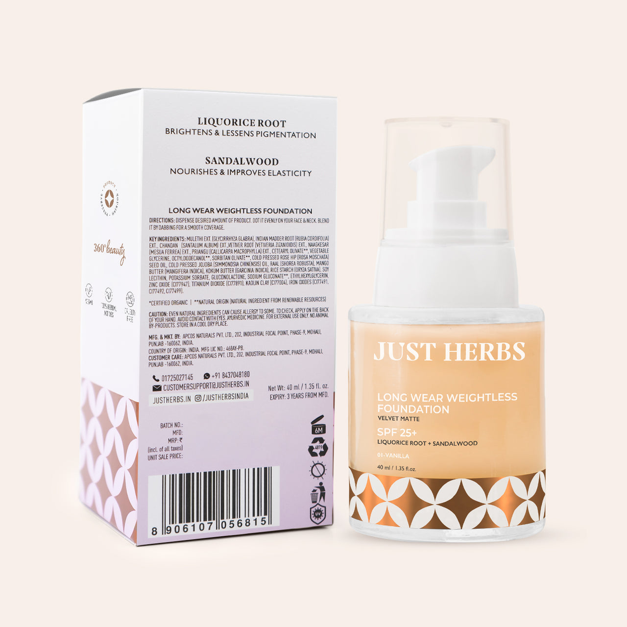 Almond: Long Wear Weightless Foundation with Liquorice Root & Sandalwood : 40 ml