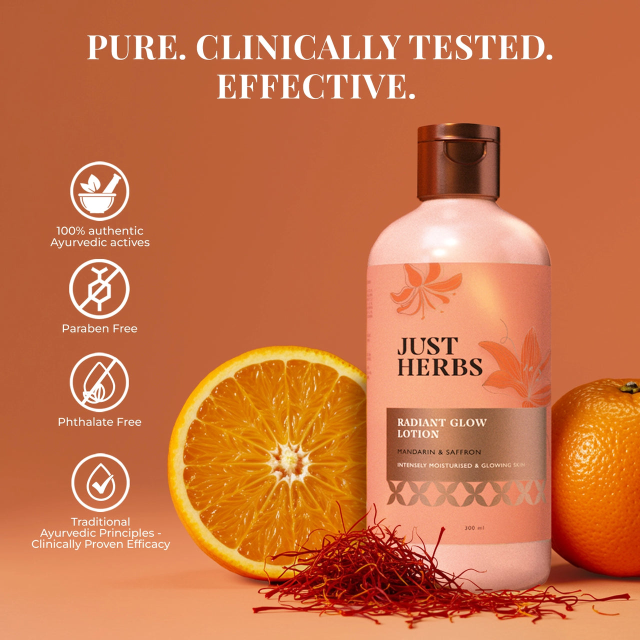 Just Herbs Radiant Glow Body Lotion with Mandarin & Saffron - 300ml