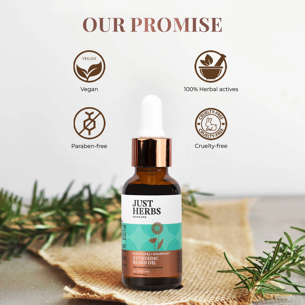 Ayurvedic Beard Oil with Bhringraj & Rosemary: 30 ml