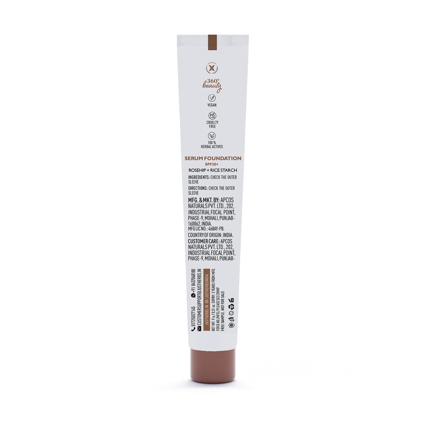 Serum Foundation Dewy Finish SPF30+ Tube with Rosehip and Rice Starch
