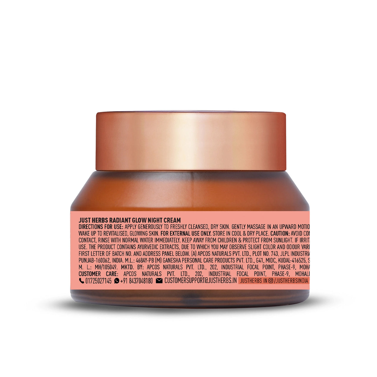 Just Herbs Radiant Glow Face Night Cream with Mandarin & Saffron  - 50ml