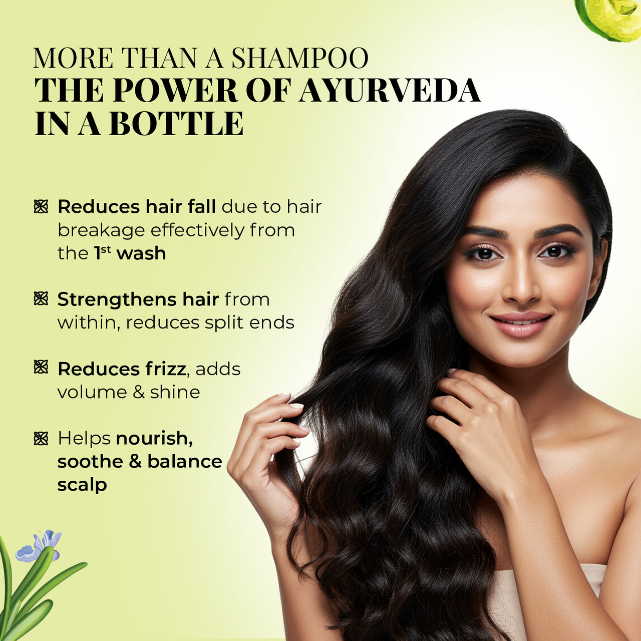 Just Herbs Anti Hairfall Shampoo | Rosemary, Amla & 12 Herbs | Reduces Hair fall by 8X from 1st wash | Ayurvedic Shampoo for All Hair Types - 200ml