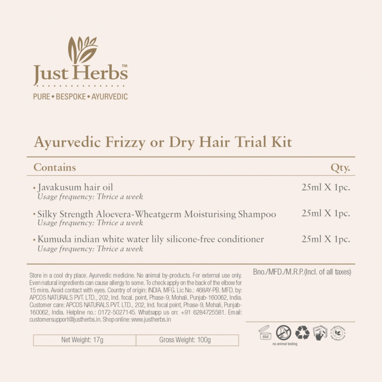 Ayurvedic Frizzy or Dry Hair Trial Kit