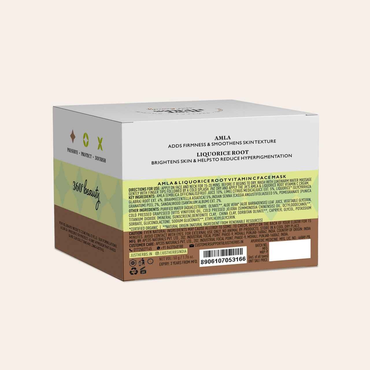 Brightening Face Mask - Vitamin C Amla & Liquorice Root - Just herbs