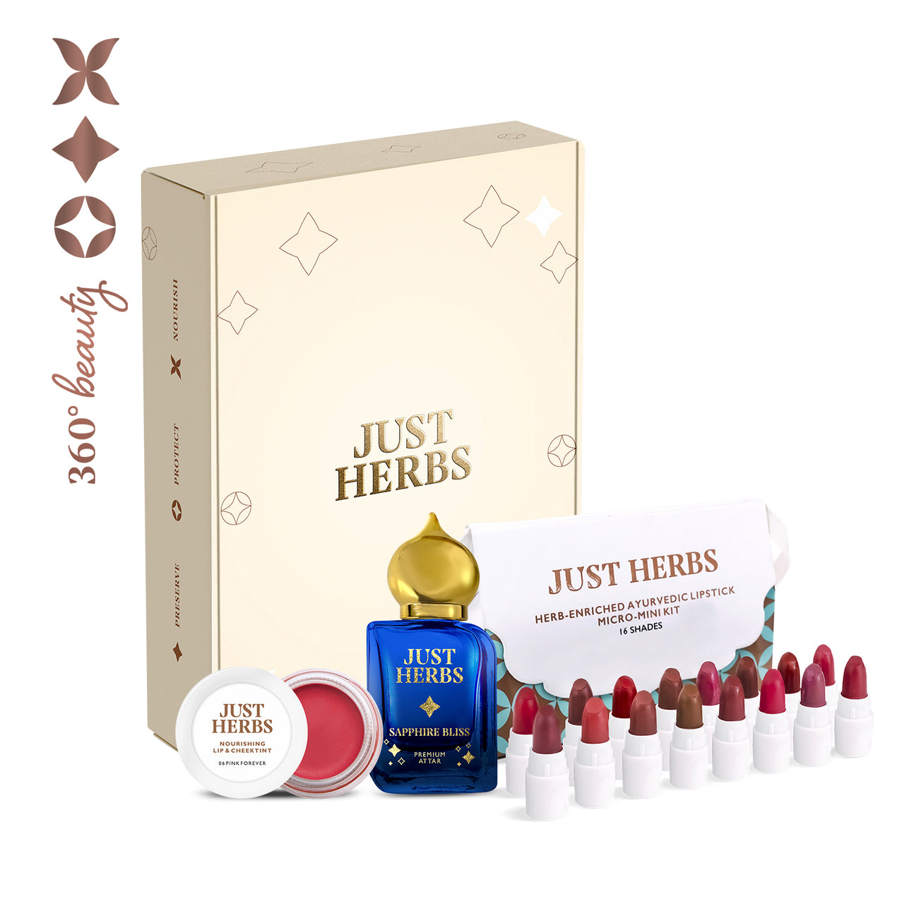 Eid Gift Set (Micro Mini Lipstick Kit, Premium Attar: Sapphire Bliss, Lip & Cheek Tint: 06)